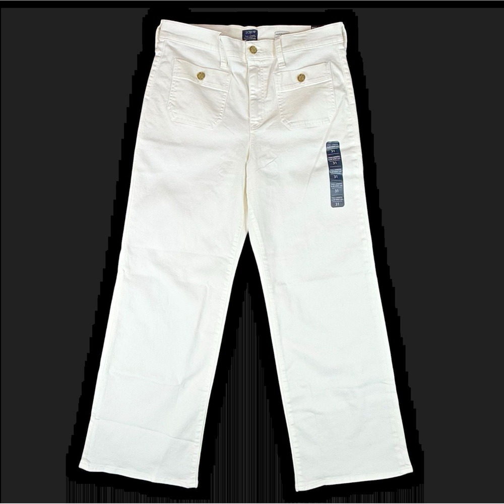 NEW J Crew Slim Wide Leg Jeans Womens 31 White High Rise Stretch Denim Classic